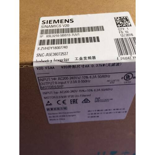 议价西门子1AC 220V变频器6SL3210-5BB13-7UV1现货6SL32105BB137U