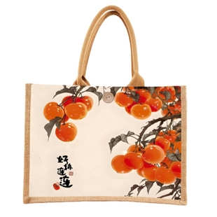 手提外出袋子时尚柿如意购物袋礼品袋包包帆布袋麻布袋定制手提袋