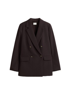 HM女装西装夏季通勤简约质感双排扣休闲时尚长袖西服外套1232584