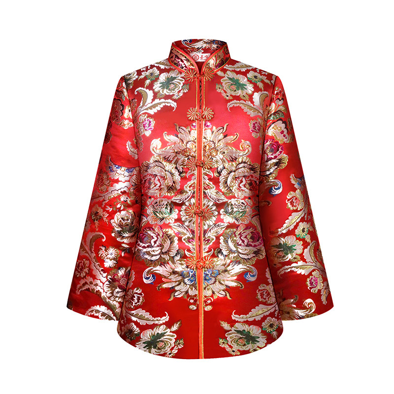 天佑伦新中式高档唐装年华寿衣女全套老人女士冲喜寿服配件七件套