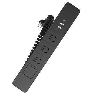 良工升降桌嵌入式插座PD67W快充USB伸缩插排 排插接线板弹簧线