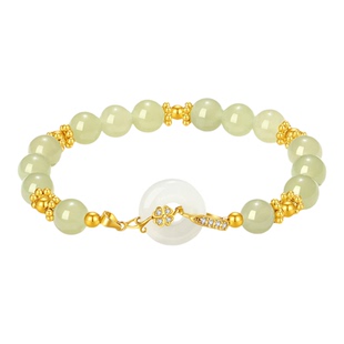 paras kors派热 福佑平安扣手链女和田玉手串【送妈妈新年礼物】