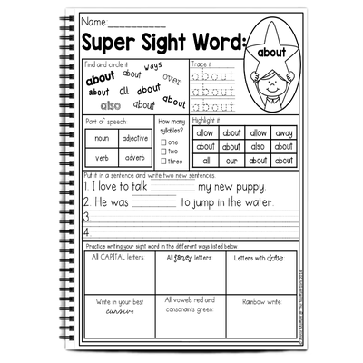美国课堂练习220sight words 自然拼读启蒙阅读高频词练习册自然拼读12345阶段cvc阅读理解词根描红涂色本