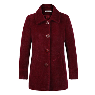 中年毛呢外套女春秋中款妈妈装秋冬中老年呢子上衣宽松水貂绒大衣