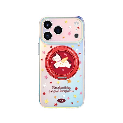ANGYING × 星星小马适用苹果17promax手机壳新款iphone16pro磁吸带支架ip15支点Lo5套新年高级感红色14/13女