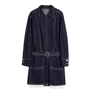 【自营】ELLE法式工装风长袖牛仔连衣裙女2025秋款气质天丝a字裙