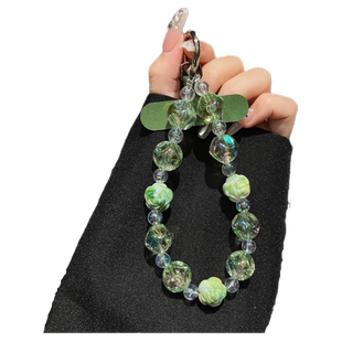 巴洛克手机链条挂饰手腕挂链短款手链手工串珠玫瑰花朵2024新款链子挂绳防丢钥匙链挂件配件可拆卸夹片贴片壳