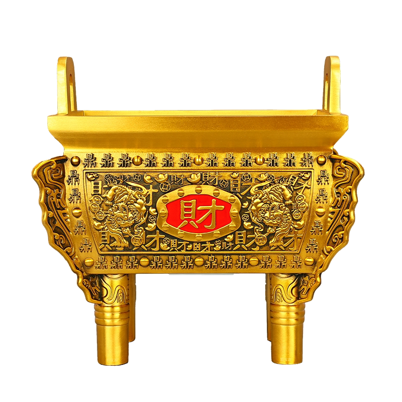 铜红聚财鼎四足摆件乔迁送礼