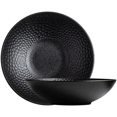 黑色盘子高级感深盘菜盘陶瓷西餐餐盘牛排盘酒店摆盘沙拉备菜盘子