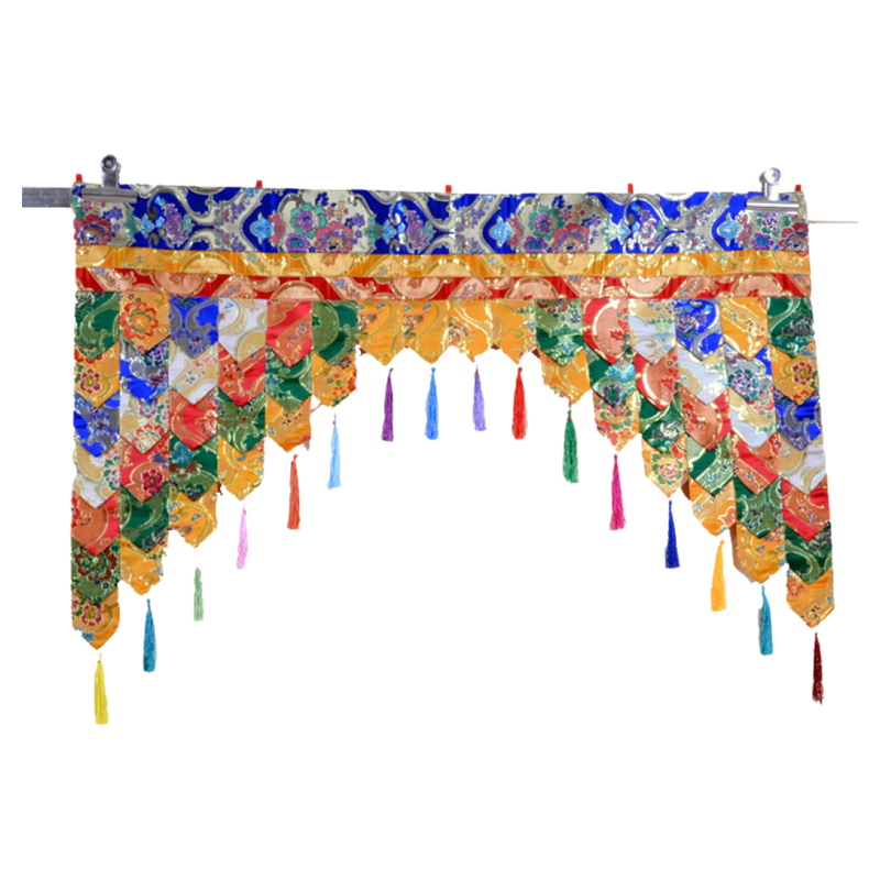 藏族风格寺庙佛堂背景装饰彩色佛像靠背阶梯藏式帷幔宽1米可定做