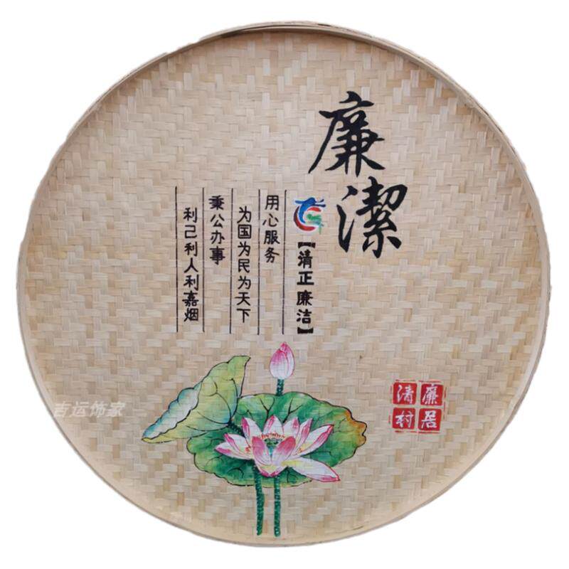 手绘竹簸箕画餐馆乡村振兴装饰画