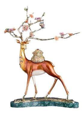 玄关珐琅彩招财摆件鹿电视柜客厅