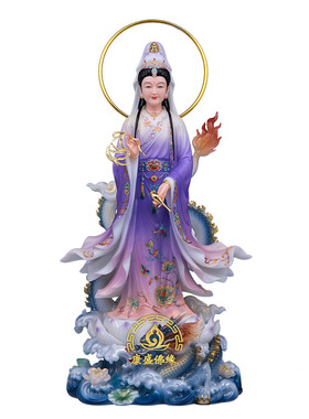 汉白玉乘龙观音佛像家用桌面摆件