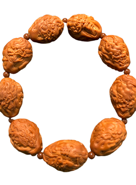 老核精雕九龙橄榄核手串