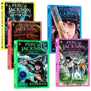 波西杰克逊漫画版5册合售 英文原版 Percy Jackson 魔兽之海迷宫之战巨神之咒神火之盗终末之神科幻小说 青少年课外读物章节桥梁书