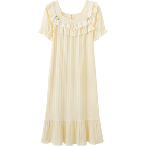 马克公主睡裙夏季女款柔软纯棉甜美公主风法式连衣裙大码长款睡衣