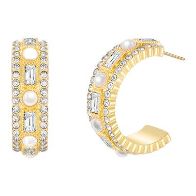 TWINS LULU奢华复古C形镶嵌几何耳环TSL2777