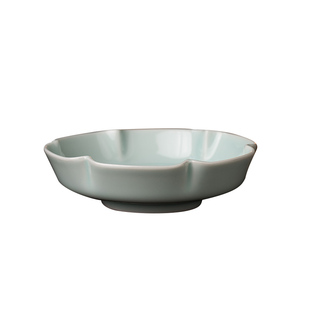 景德镇仿宋精致影青荷口碗商用冷菜碟不规则中式点心碟创意果盘