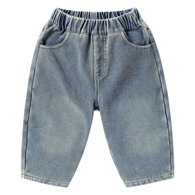 男童加绒牛仔长裤休闲棉裤加厚