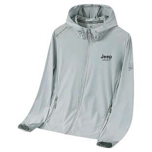 JEEP冰丝防晒衣男UPF50+连帽速干防晒服夏季轻薄透气防紫外线外套