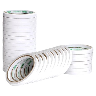 得力文具双面胶两面胶棉纸胶背宽0.9cm胶带手工双面胶带办公用品12mm家用18mm高粘性2.4cm双面粘贴粘纸胶带