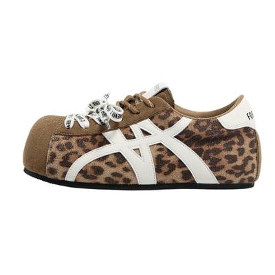 F21豹纹大头德训鞋女2026新款春