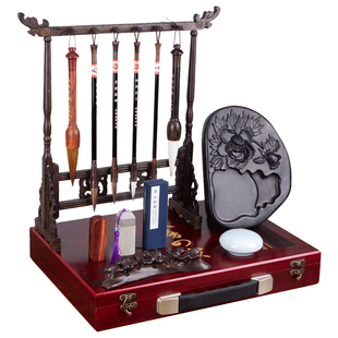 湖颖锦绣前程文房四宝套装毛笔挂架专用毛笔架毛笔书法专用初学者毛笔套装文房四宝礼盒文房四宝笔墨纸砚全套