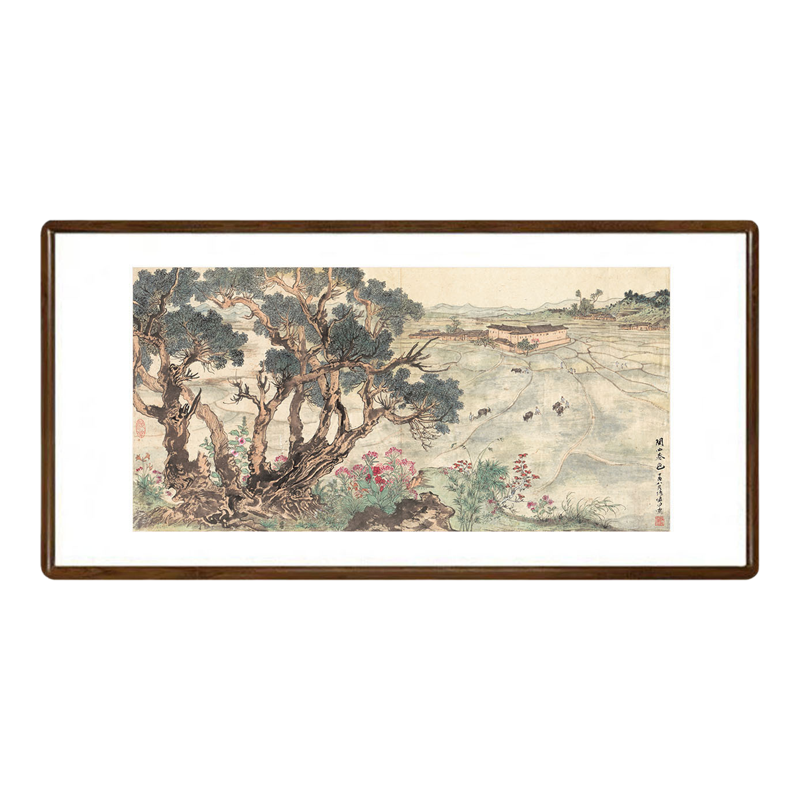 陆俨少《闽西春色图》横幅山水画新中式客厅背景墙装饰画风景挂画