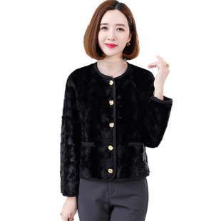 进口天鹅绒水貂毛大衣女2026新冬高端减龄小个子短款拼貂皮草外套