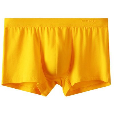男士内裤黄色纯棉大码宽松平角裤