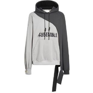 455EMBLE新款个性残破拼接连帽卫衣宽松上衣Cortis风潮流外衣纯棉