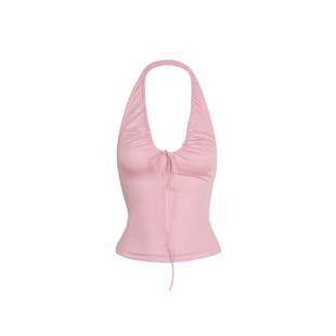 ITSNIKAR 经典绑带深U领挂脖背心女夏立体显瘦吊带内搭修身短上衣