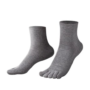 博雅五指男袜男士中筒纯棉秋冬中厚分趾抗菌防臭透气男生全棉袜子