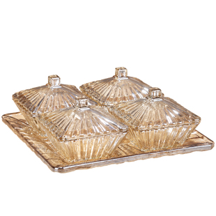 欧式轻奢水晶玻璃小糖罐干果零食盘分格带盖家用客厅茶几水果托盘