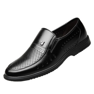 夏季男士凉皮鞋男真皮透气洞洞鞋软底爸爸防滑镂空皮凉鞋男