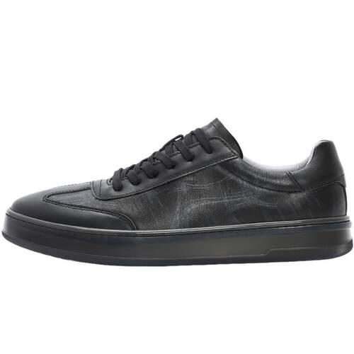 利郎官方 牛皮革板鞋男商务时尚印花2026春夏黑色平底休闲鞋子男