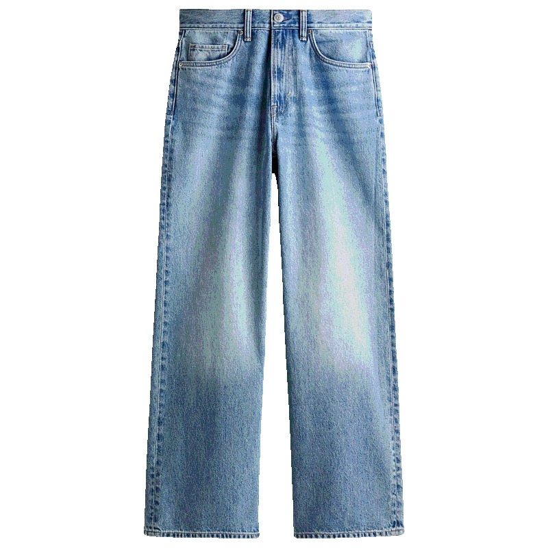 HM男装牛仔裤2025秋季新款通勤宽松高腰复古水洗牛仔裤1275323