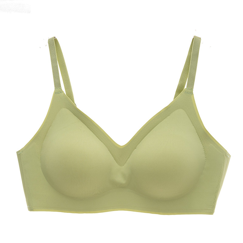 夏季无痕乳胶内衣女士小胸聚拢无钢圈冰丝睡眠文胸一片式运动背心