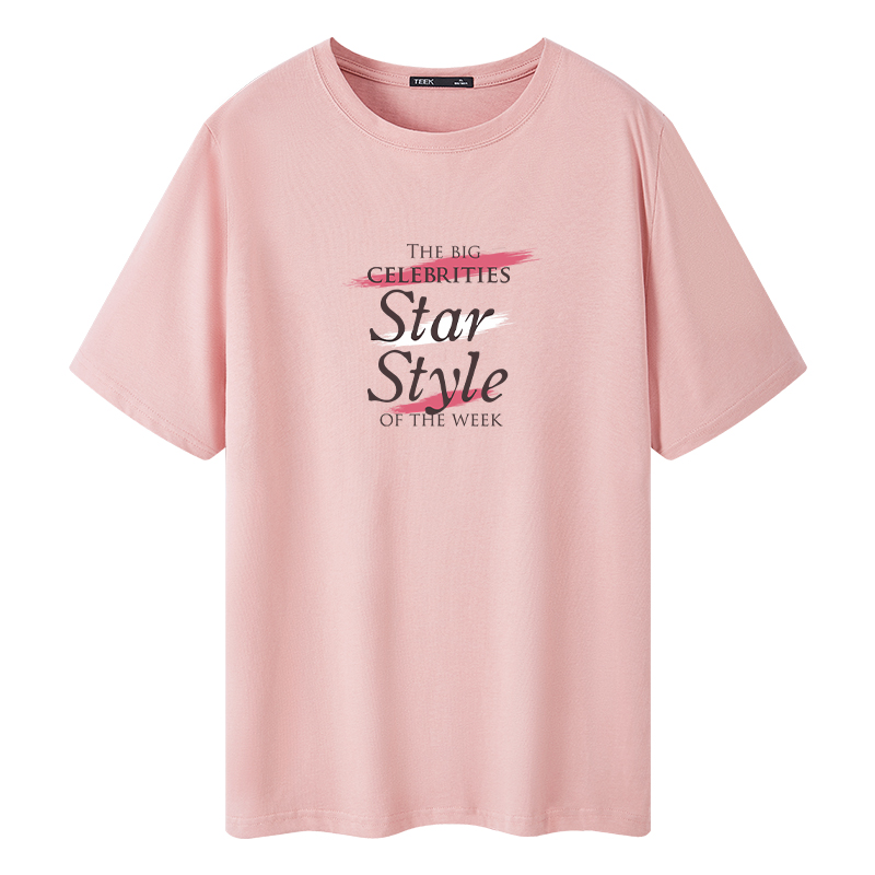 TEEK设计感藕粉色短袖T恤男纯棉 夏季青少年韩版小众潮牌夏天体恤