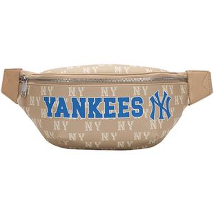 【自营】MLB单肩包男女包休闲包腰包新款米黄色斜挎包老花胸包潮