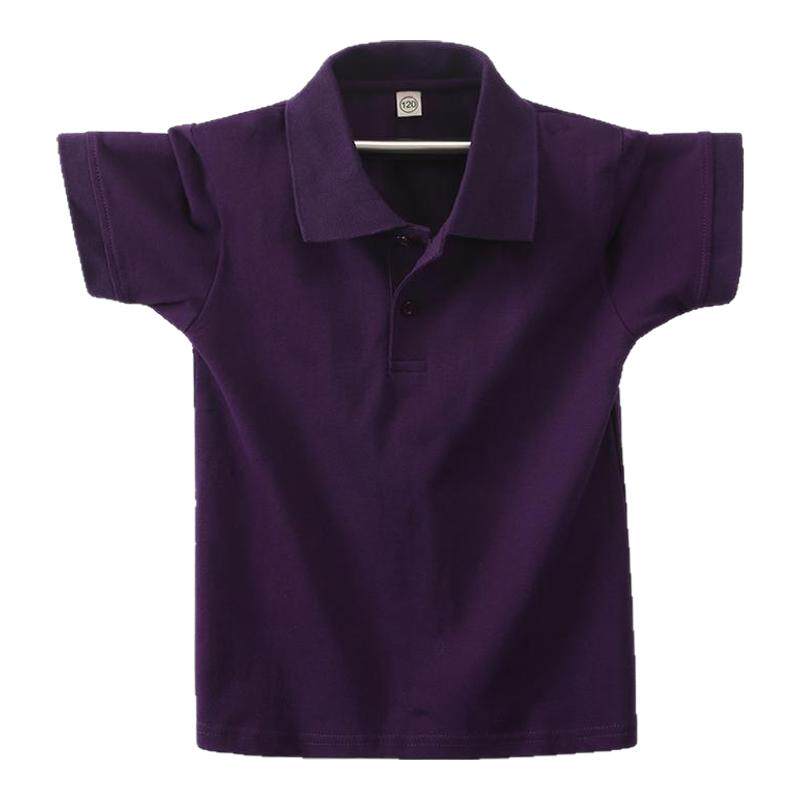 儿童紫色POLO衫男童女童纯棉白色短袖T恤上衣中小学生校服园服夏