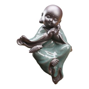 创意茶宠沙弥小和尚陶瓷摆件紫砂可养茶玩茶桌盆景假山禅意摆设