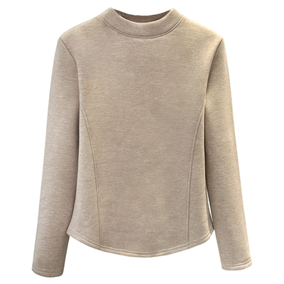 半高领打底衫女秋冬内搭加绒加厚2025新款宽松鱼骨t恤保暖上衣厚