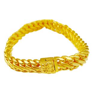 爆款醒狮三马鞭手链男金包银手绳个性时尚手饰霸气潮男鲁班扣瑞兽