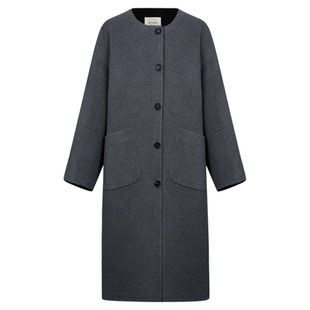 DTLANDO/商场同款25冬新品女装简约圆领绵羊毛大衣宽松中长款外套