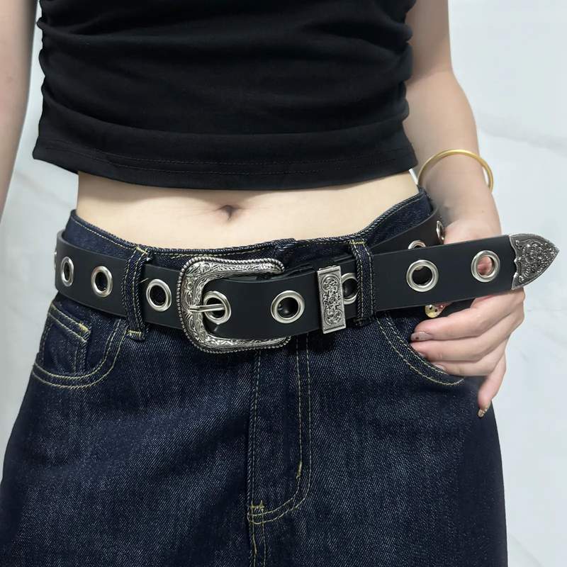 全孔辣妹腰带y2k美式复古皮带女设计感小众配牛仔裤裙子2024新款
