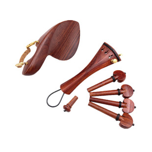 整套小提琴配件红酸枝木配件琴轴/轴子尾柱/尾钉腮托拉弦板系弦板