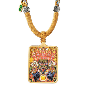 西藏纯手工绘扎基拉姆大黑天药师佛黄黑财神本命佛绿度母唐卡吊坠