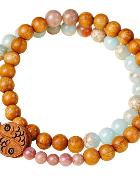 宫里上新天然桃木云锦织梦手链