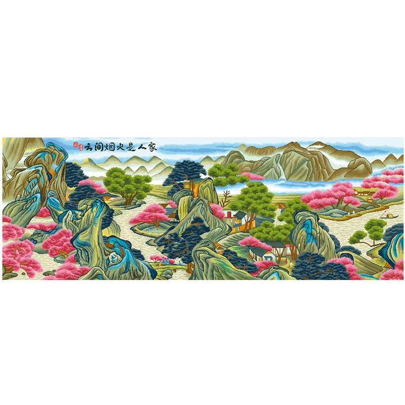 蒙娜丽莎风景客厅满绣十字绣